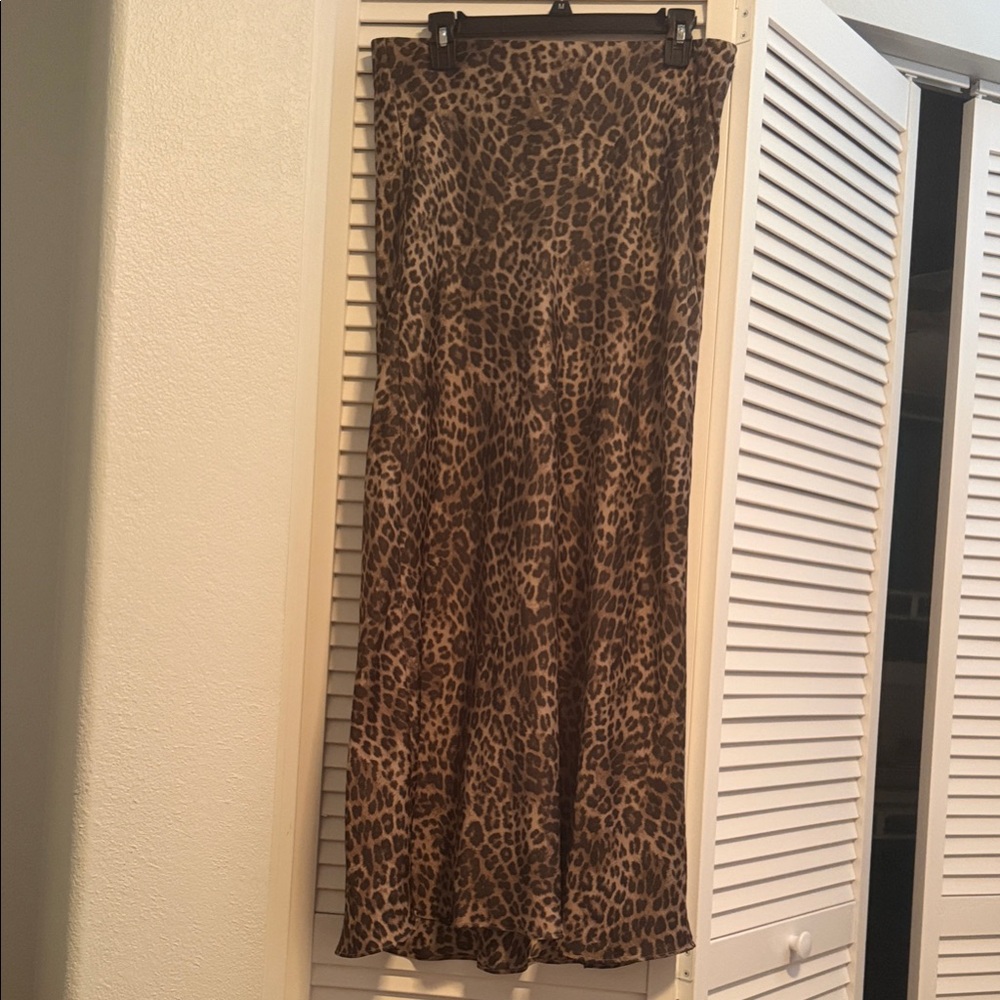 Z Supply Leopard Print Maxi Skirt in Brown and Black